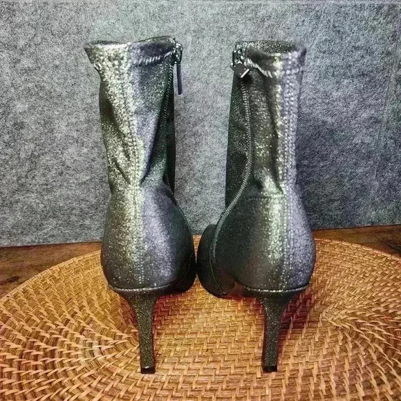 Marc Fisher Kellen High Heel Sock Booties Sparkle Glitter Silver Metallic size 8 - Picture 9 of 9